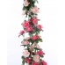 Miracliy 5 Pack 41 FT Fake Rose Vine Flowers Plants Artificial Flower Hanging Rose Ivy Home Hotel Office Wedding Party Garden Craft Art Décor Pink