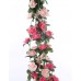 Miracliy 20 PCS Artificial Flower Garland,Fake Pink Hanging Rose Flower Vines for Wedding Home Party Birthday Decor