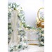 Miracliy 5FT Artificial Lambs Ear Eucalyptus Garland with Flowers, Fake White Rose Hanging Flower Vines for Wedding Home Party Decor