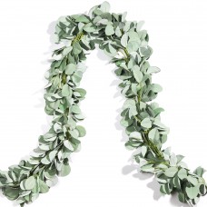 Miracliy 2 Pack Eucalyptus Garland, Lambs Ear Greeney Garland Faux Leaves Vine for Wedding Centerpiece Mantle Table Party Home Farmhouse Devor (6.5ft/pcs)