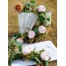 Miracliy Eucalyptus Garland with Flowers, 6.5ft Aritficial Pink Rose Vine Silk Floral Eucalyptus Leaves Greenery for Wedding Table Mantle Wall Backdrop Room Party Decor