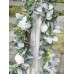 Miracliy 6 Ft Eucalyptus Garland with Flowers, Lambs Ear Greenery White Roses Fake Vines for Wedding Table Mantle Backdrop Party Farmhouse Home Decor