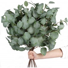 Miracliy 6pcs Artificial Eucalyptus Leaves Stems Faux Large Eucalyptus Greenery Stems for Vase Home Wedding Decor