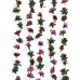 Miracliy 5 Pack 41 FT Fake Rose Vine Flowers Plants Artificial Flower Hanging Rose Ivy Home Hotel Office Wedding Party Garden Craft Art Décor (Red & Fuchsia)