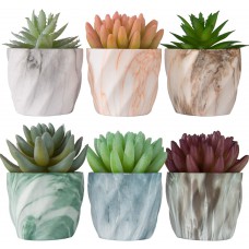 Miracliy 2.75 inch Marble Mini Succulent Pots Ceramic Planters Cactus Bonsai Flower Pots with Drinage(Set of 6)