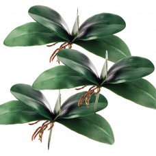 Miracliy Phalaenopsis Orchid Leaves Real Latex Touch Plants Arrangement, 3 Pieces